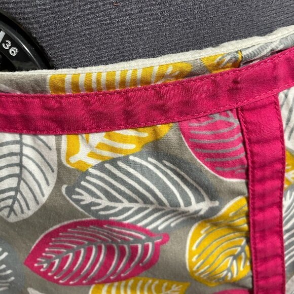 Boden Pink Gray Yellow Leaf Print Skirt - Picture 3 of 11